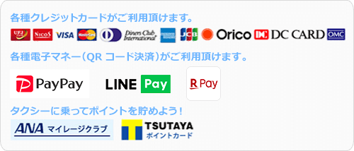 使用可能なクレジットカード/電子マネー/ポイントカード